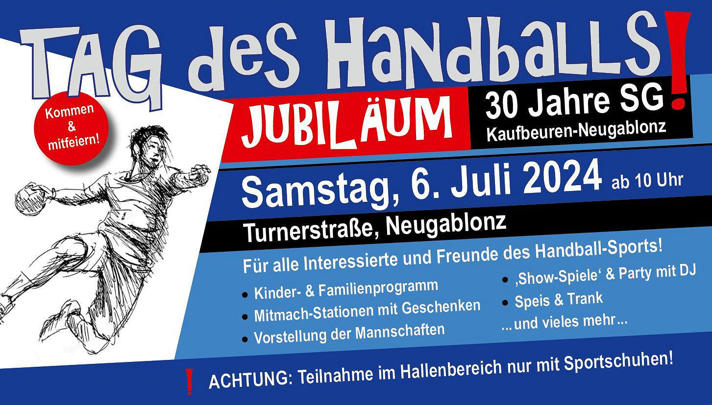30 Jahre SG Kaufbeuren-Neugablonz. Tag des Handballs mit großem Programm am 6. Juli